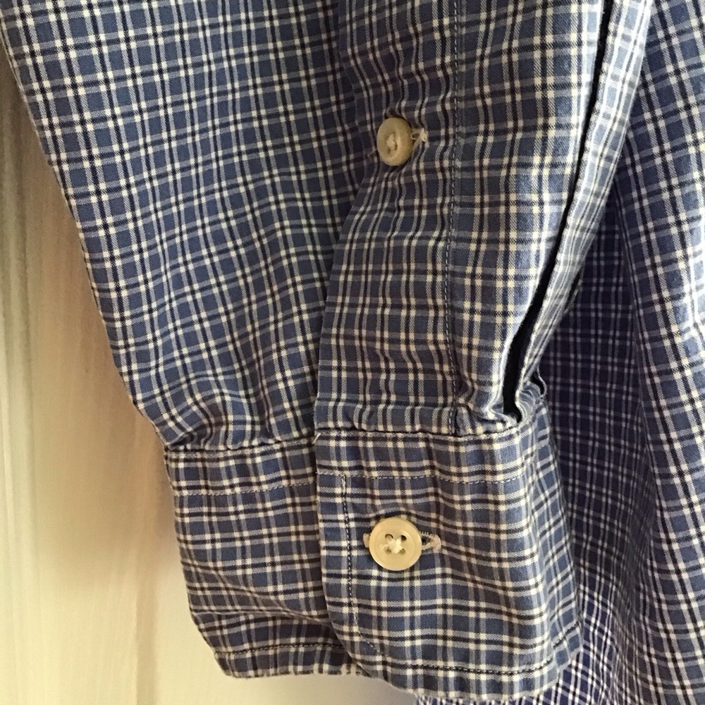 Ralph Lauren men’s Button Down Dress Custom Fit Shirt Blue Checked 16 Polo 34/35 - Picture 6 of 7